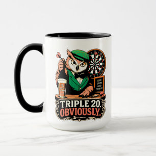 Taza Triple 20 Pub Dardos Búho