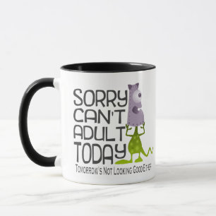 Taza Triste divertido no puede monstruo adulto del hoy