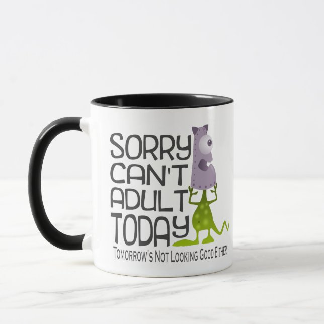 Taza Triste divertido no puede monstruo adulto del hoy (Izquierda)
