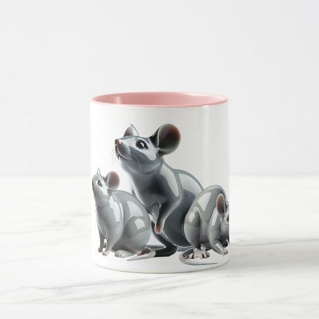 Taza Trois souris grises en 3D cherchent à manger. (Centro)