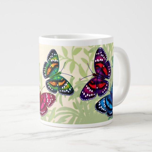 Taza tropical colorida del jumbo de las mariposas (Derecha)