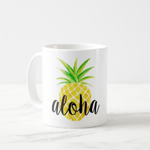 Taza tropical de la hawaiana de la acuarela de la