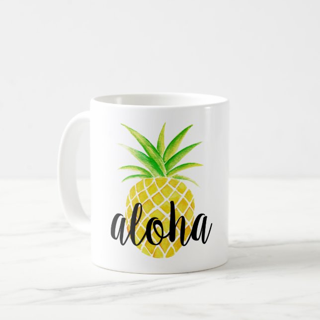 Taza tropical de la hawaiana de la acuarela de la (Anverso izquierdo)