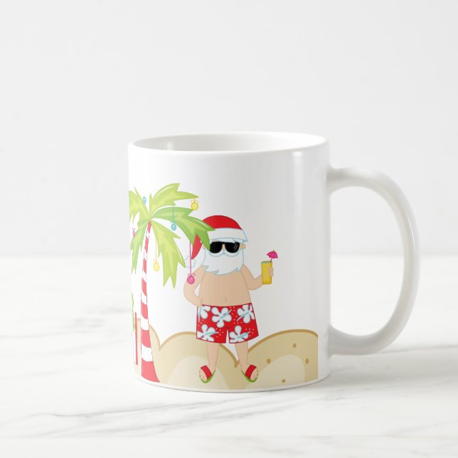Taza tropical del navidad de la playa de Santa (Derecha)