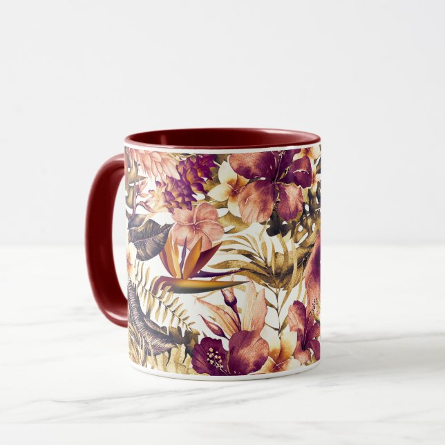 Taza Tropicos dorados hawaianos elegantes ventilado mod (Anverso izquierdo)