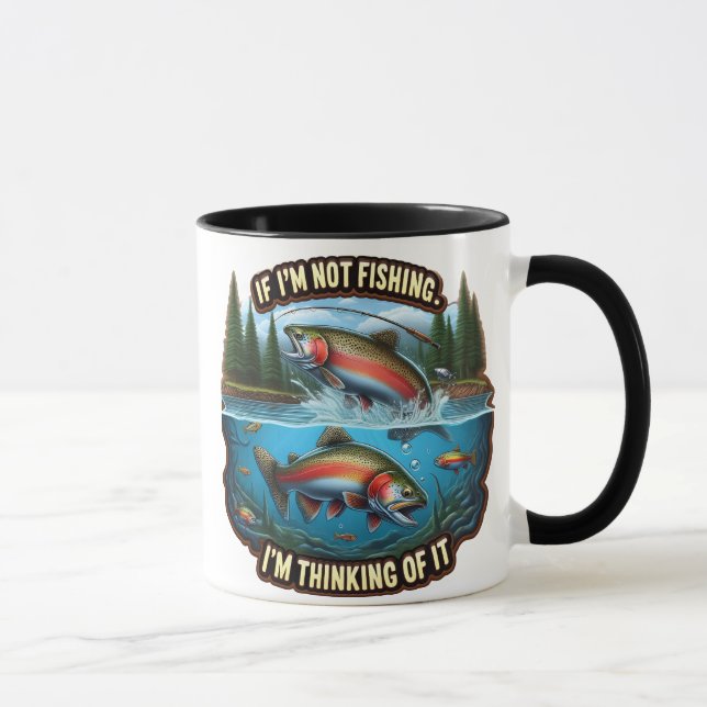Taza Trucha arco iris Un violento pez salta del agua (Derecha)