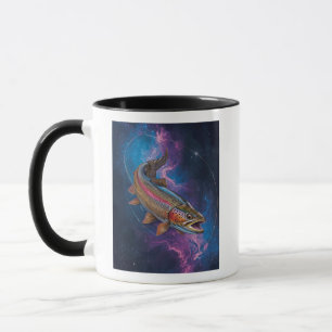 Taza Trucha Arcoíris Cósmica Nadando en la Nebulosa de