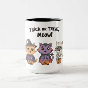 Taza Truco o trato a gatos de Halloween de carne