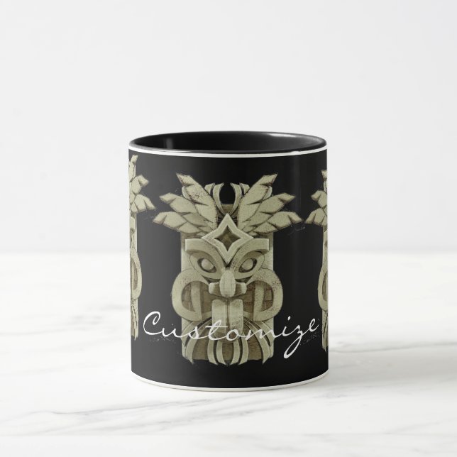 Taza Trueno de escultura tiki tallada (Centro)