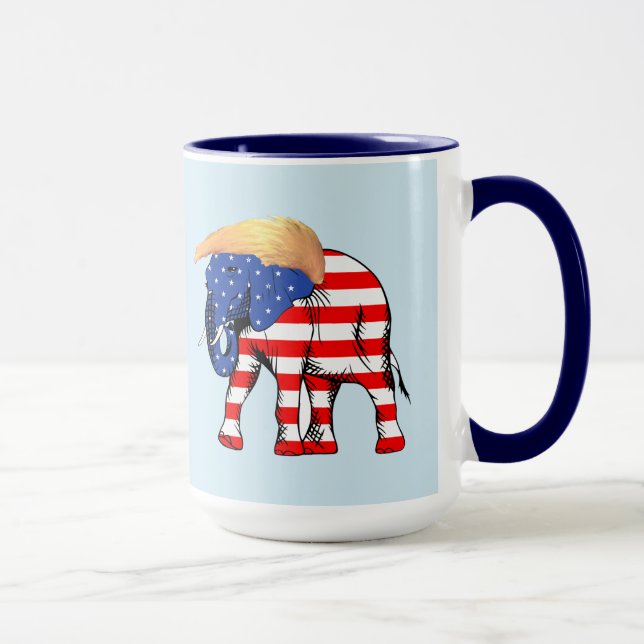 Taza Trump Bad Hair Elephant 15 oz Ringer Mug, ZSSG (Derecha)