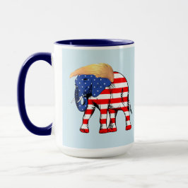 Taza Trump Bad Hair Elephant 15 oz Ringer Mug, ZSSG