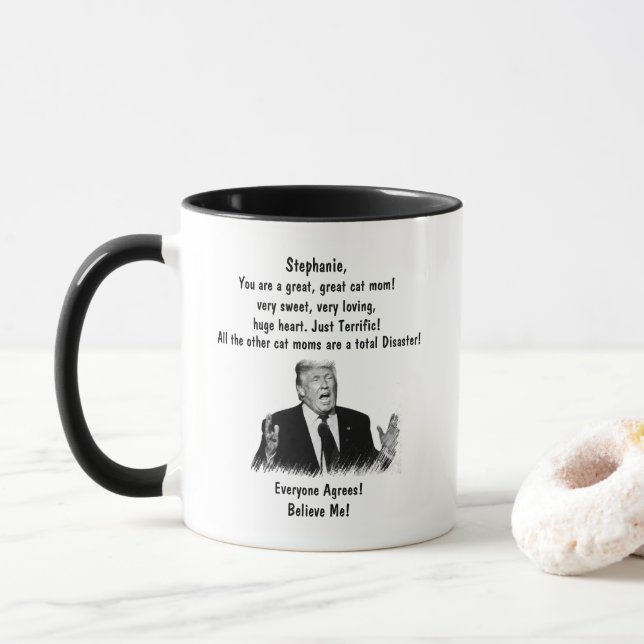 Taza Trump Mug personalizado para CAT MOM Añadir su nom (Con donut)