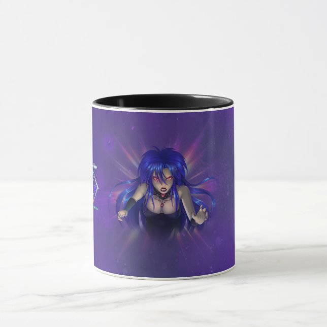 Taza TSDS: Arte de portada del libro Queen Irana Delphi (Centro)