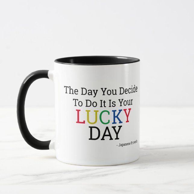 Taza Tu día de suerte café Mug (Izquierda)