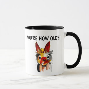 Taza ¡¿TÚ ERES CUÁN VIEJO?! Gracioso café de cumpleaños