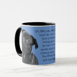 Taza Tu foto y palabras Cachorro de Pug negro con poema