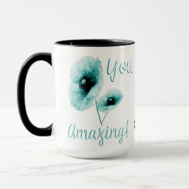 Taza Tú Increíble Floral Azul Claro
