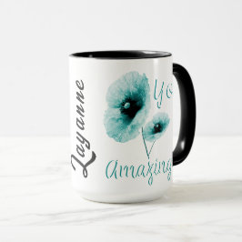 Taza Tú Increíble Floral Azul Claro