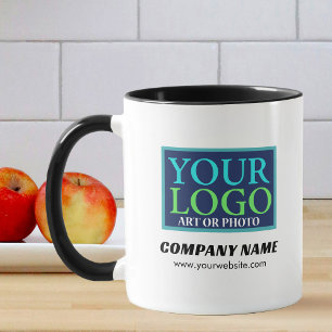 Taza Tu Logotipo, Nombre Comercial en Cursiva Negrita S
