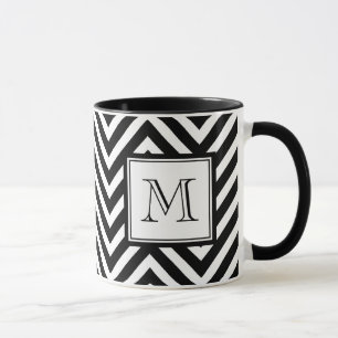 TAZA TU MONOGRAMA, CHEVRON NEGRO