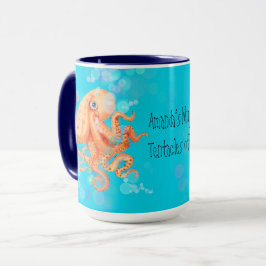 Taza Tu nombre tentáculos de pulpo con burbujas