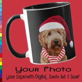 Taza Tu perro Santa Hat Personalizado de fotos de color