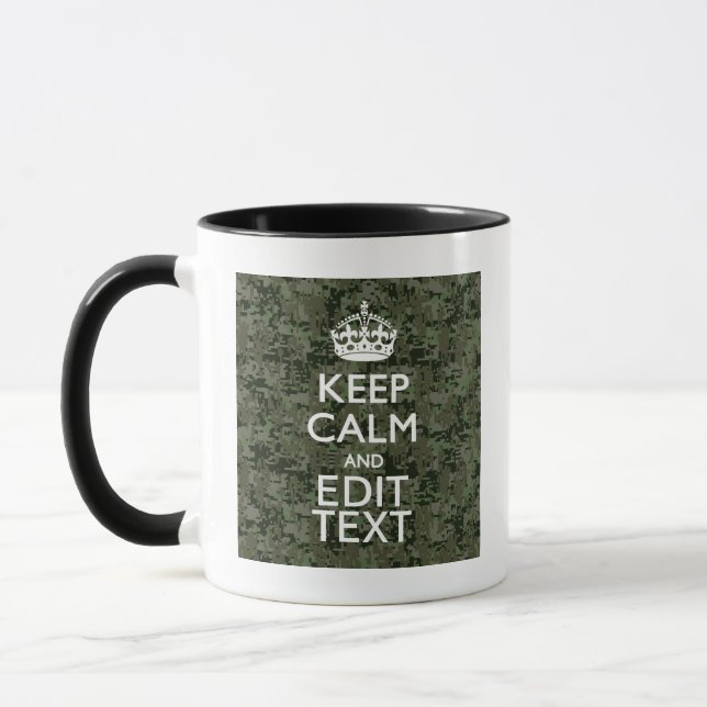 Taza Tu propio texto Camo Digital Woodland mantener la  (Izquierda)