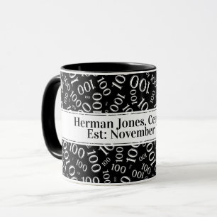 Taza Tu texto: 100.º patrón de oro del número de cumple