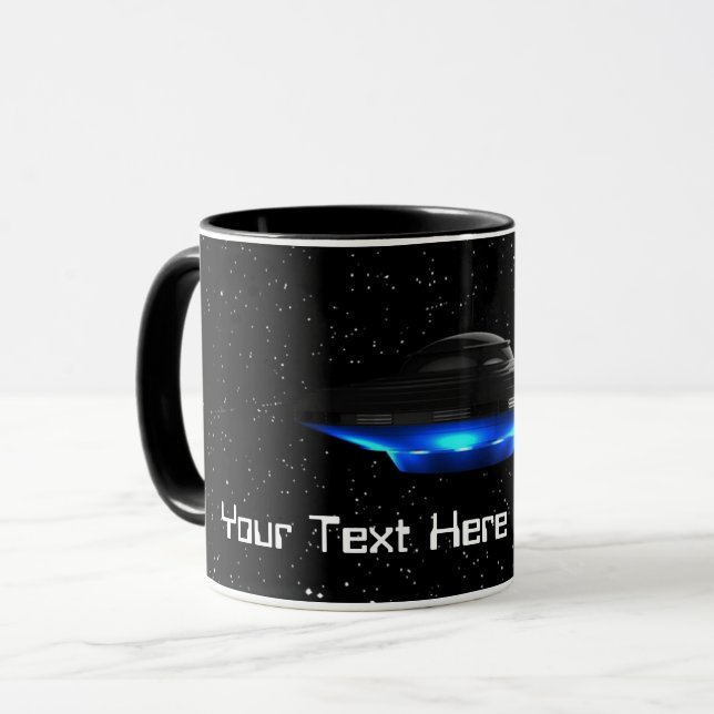 Taza Tu texto Alienato azul Guay Flying Saucer Espacio  (Anverso izquierdo)