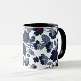Taza Tubo de paro de patrón de flor acromático