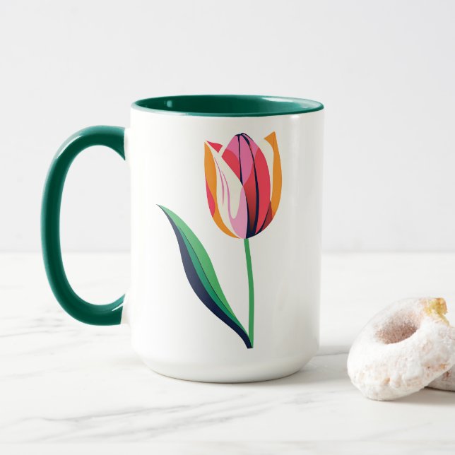 Taza Tulip de acuarela (Con donut)