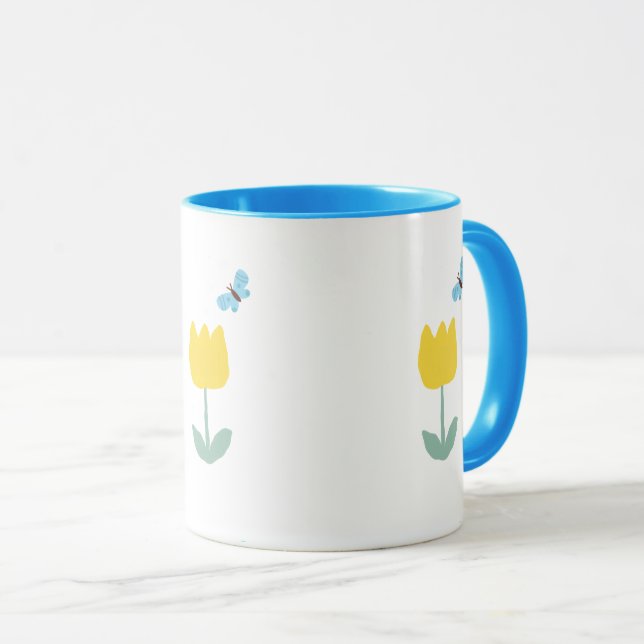 Taza tulip flowers butterfly (Anverso derecho)
