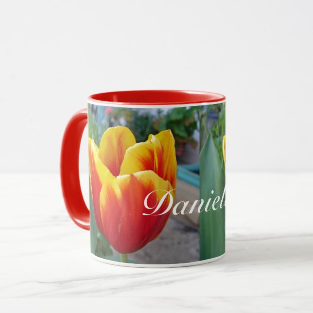 Taza Tulipán rojo y amarillo florido Jardín mujeres nom (Anverso izquierdo)