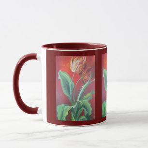 Taza Tulipanes artísticos rojos y amarillos