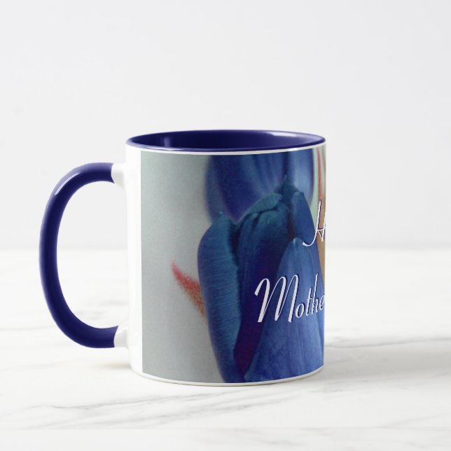 Taza Tulipanes azules del Día de la Madre Feliz (Izquierda)