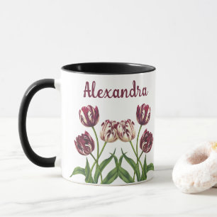 Taza Tulipanes De Marrón Con Nombre Mug