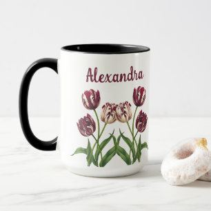Taza Tulipanes De Marrón Con Nombre Mug