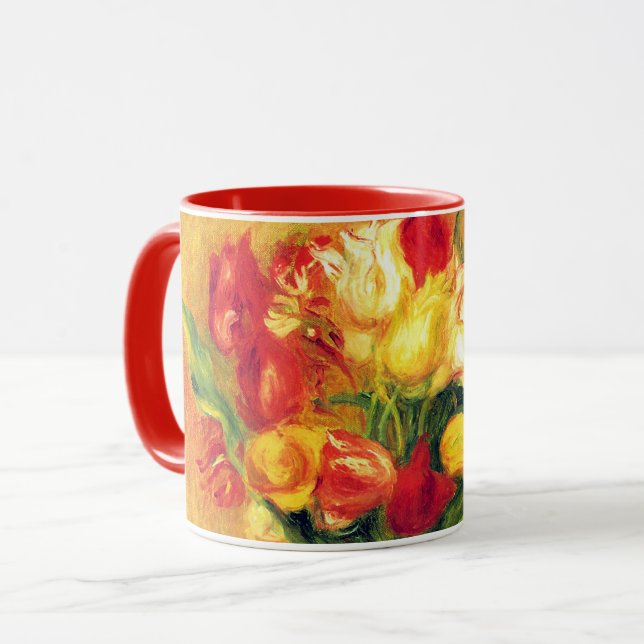 Taza Tulipanes de Pierre Renoir, arte del impresionismo (Anverso izquierdo)