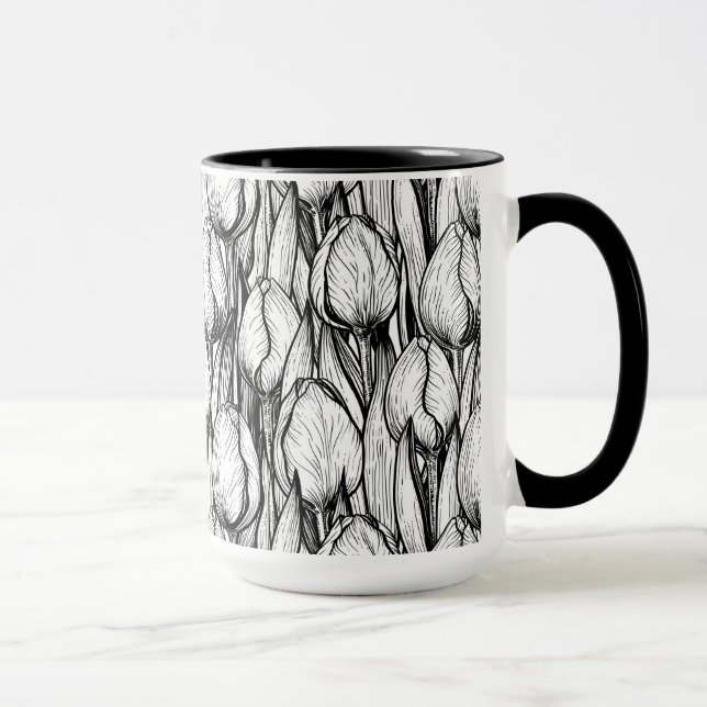 Taza Tulipanes en blanco y negro (Derecha)