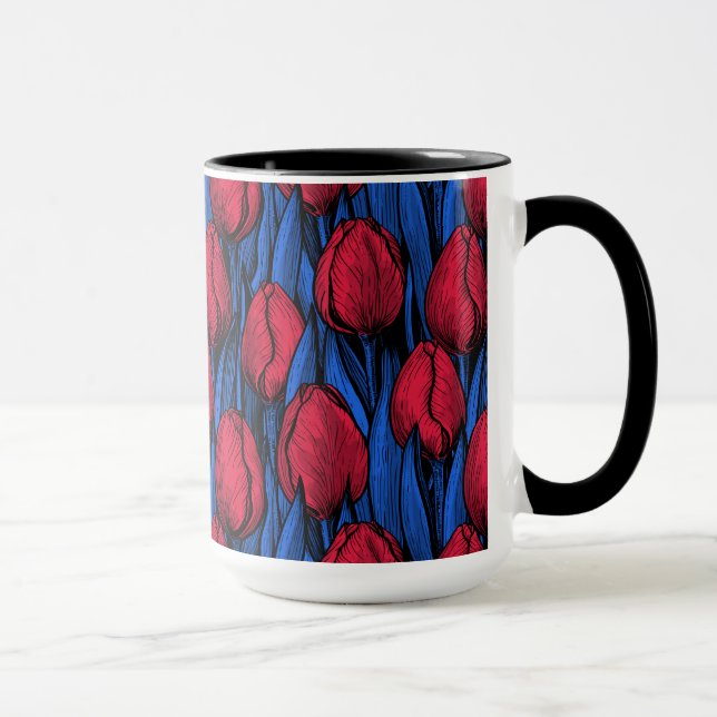 Taza Tulipanes en rojo y azul (Derecha)