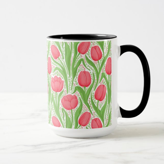 Taza Tulipanes en rojo y verde (Derecha)