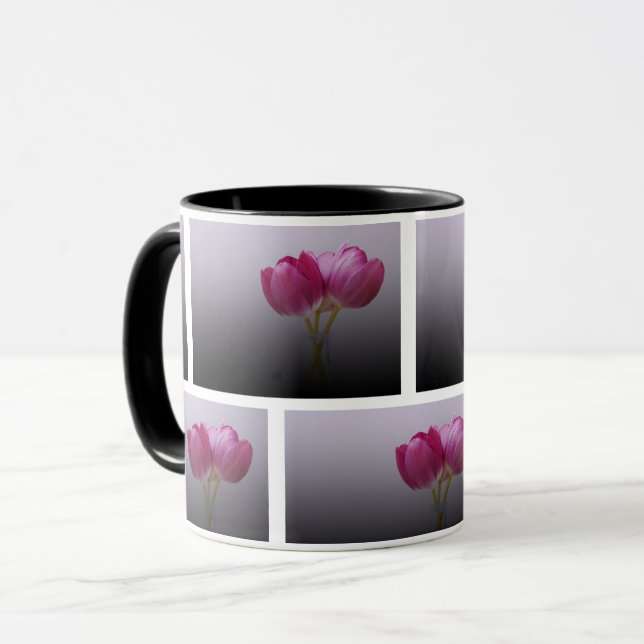 Taza Tulipanes Frescos Rosa - Elegante Arte Floral Spri (Anverso izquierdo)
