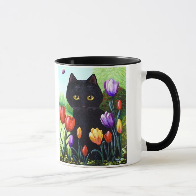 Taza Tulipanes originales lindos Creationarts del arte (Derecha)