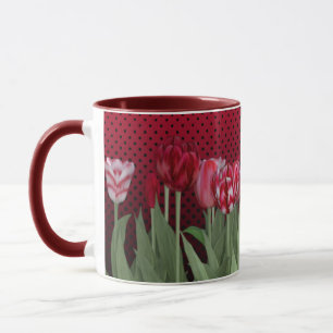 Taza Tulipanes rojos sobre degradado