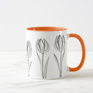 Taza Tulips Flores Dibujando jardinero Mug