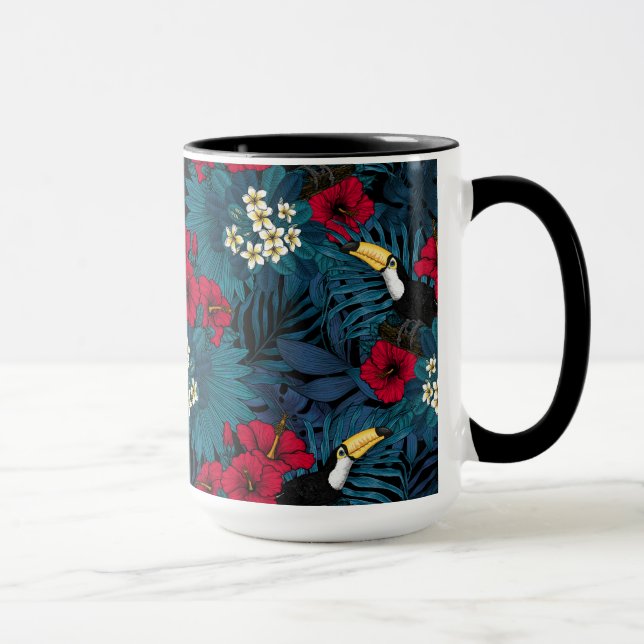 Taza Turcanos y flora tropical, verde y roja (Derecha)