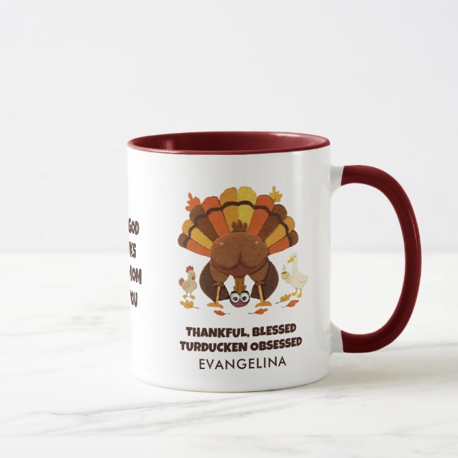 Taza TURDUCKEN OBSESSED Funny Thanksgiving (Derecha)