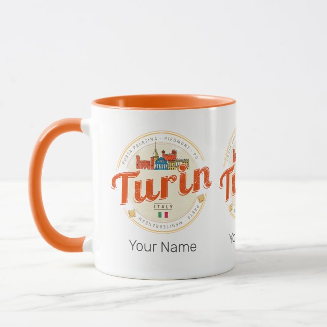 Taza Turín Piedmont Retro Skyline Pasta de cosecha ital (Izquierda)