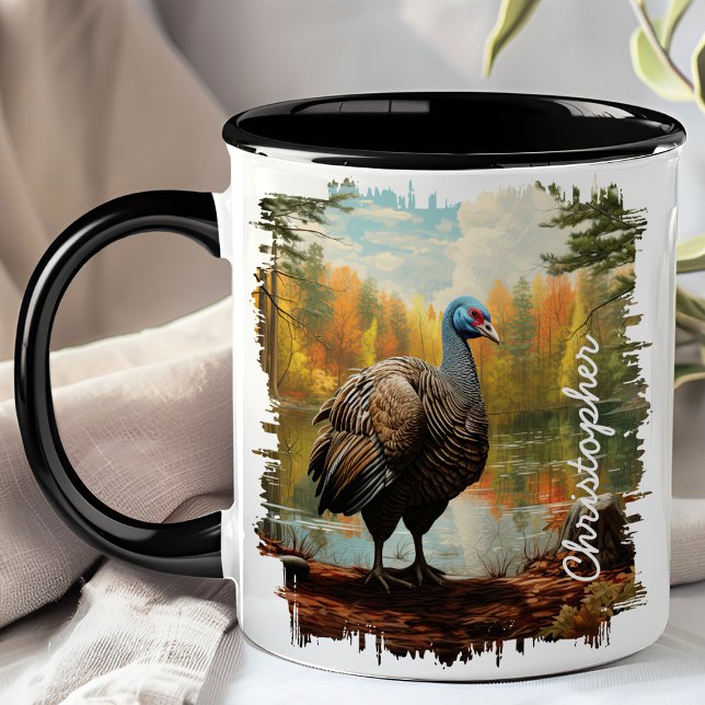 Taza Turquía por el lago del bosque otoñal (Subido por el creador)