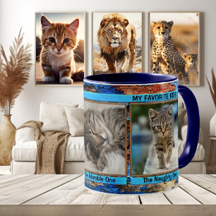 Taza Turquoise Blue Personalizado Gatos Graciosos Foto 
